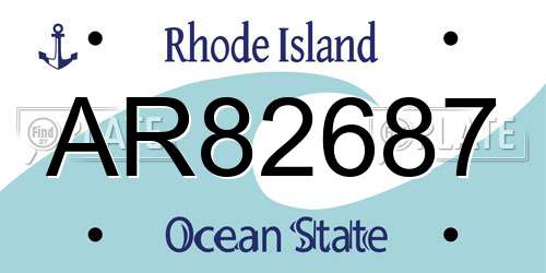 AR82687 Rhode Island License Plate