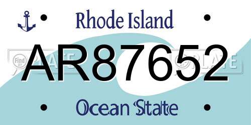AR87652 Rhode Island License Plate