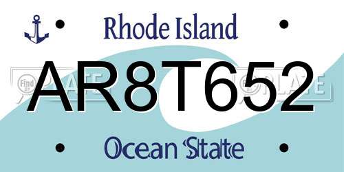 AR8T652 Rhode Island License Plate