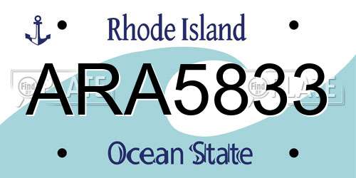 ARA5833 Rhode Island License Plate