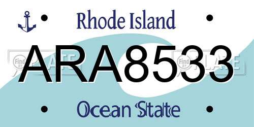 ARA8533 Rhode Island License Plate