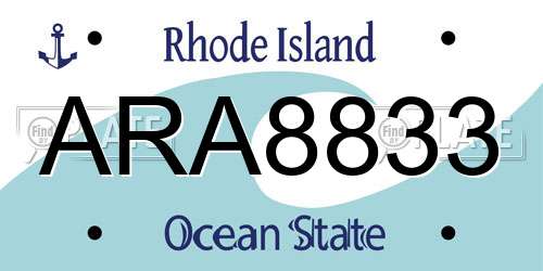 ARA8833 Rhode Island License Plate