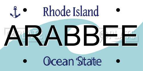 ARABBEE Rhode Island License Plate