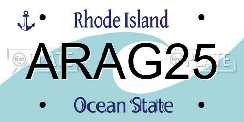 ARAG25 Rhode Island License Plate