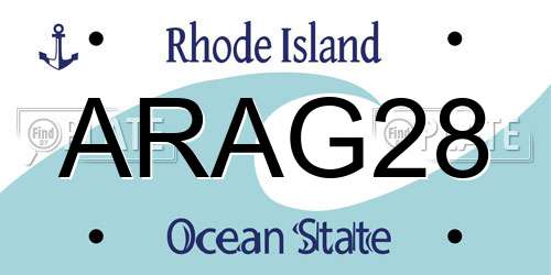 ARAG28 Rhode Island License Plate
