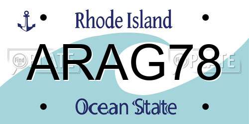 ARAG78 Rhode Island License Plate