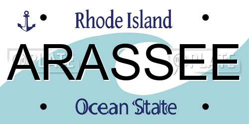 ARASSEE Rhode Island License Plate