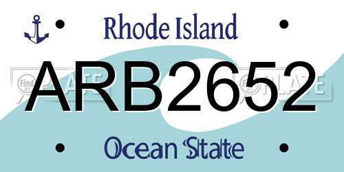 ARB2652 Rhode Island License Plate