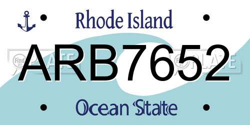 ARB7652 Rhode Island License Plate
