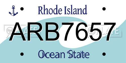 ARB7657 Rhode Island License Plate