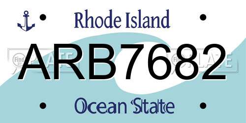 ARB7682 Rhode Island License Plate
