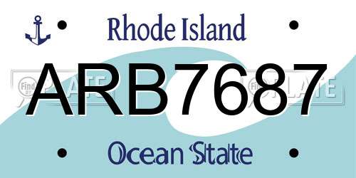ARB7687 Rhode Island License Plate