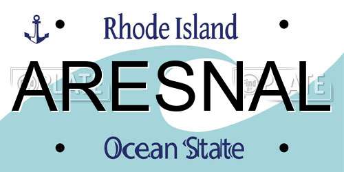 ARESNAL Rhode Island License Plate