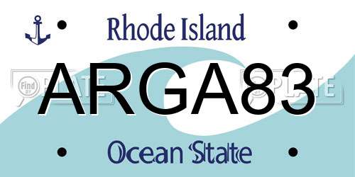 ARGA83 Rhode Island License Plate
