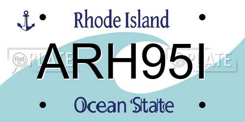 ARH95I Rhode Island License Plate