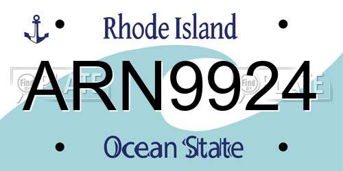 ARN9924 Rhode Island License Plate