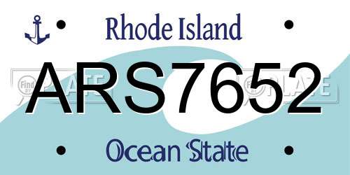 ARS7652 Rhode Island License Plate