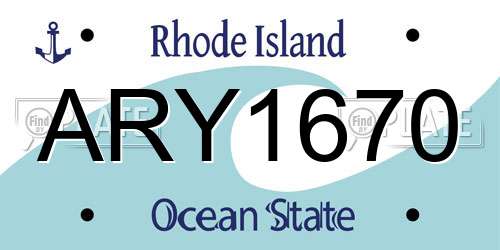 ARY1670 Rhode Island License Plate