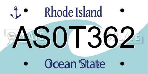 AS0T362 Rhode Island License Plate