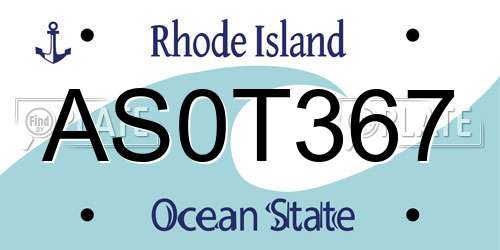 AS0T367 Rhode Island License Plate