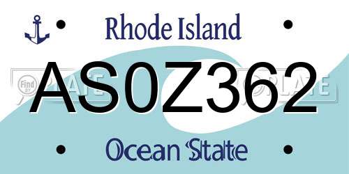 AS0Z362 Rhode Island License Plate