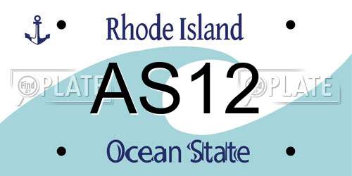 AS12 Rhode Island License Plate