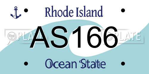 AS166 Rhode Island License Plate