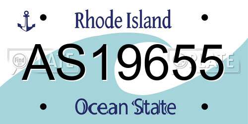 AS19655 Rhode Island License Plate