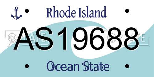 AS19688 Rhode Island License Plate