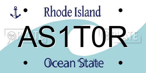 AS1T0R Rhode Island License Plate