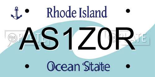 AS1Z0R Rhode Island License Plate