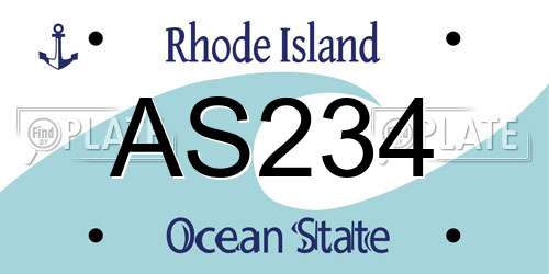 AS234 Rhode Island License Plate