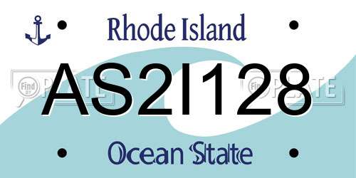 AS2I128 Rhode Island License Plate
