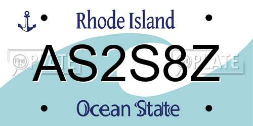 AS2S8Z Rhode Island License Plate