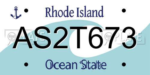 AS2T673 Rhode Island License Plate