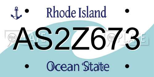 AS2Z673 Rhode Island License Plate
