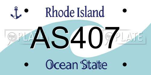 AS407 Rhode Island License Plate