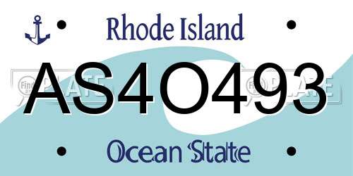 AS4O493 Rhode Island License Plate