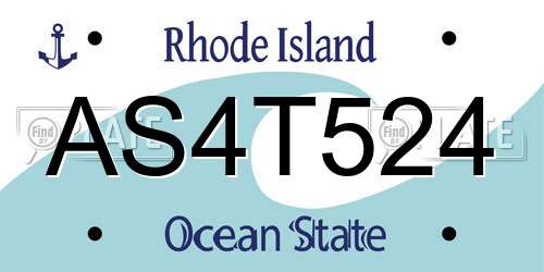 AS4T524 Rhode Island License Plate