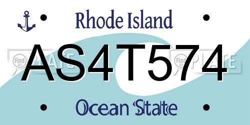 AS4T574 Rhode Island License Plate