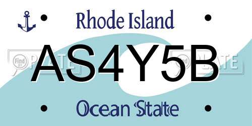 AS4Y5B Rhode Island License Plate