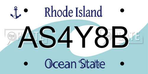 AS4Y8B Rhode Island License Plate