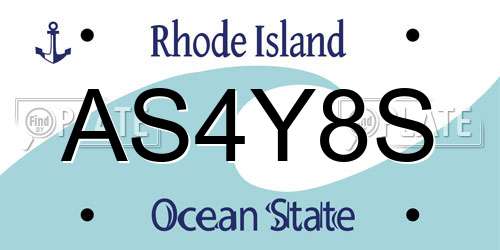 AS4Y8S Rhode Island License Plate