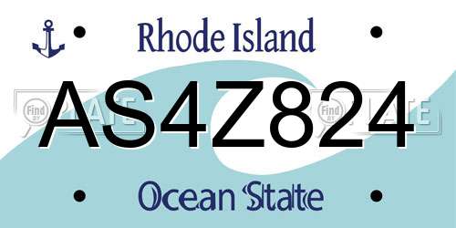 AS4Z824 Rhode Island License Plate