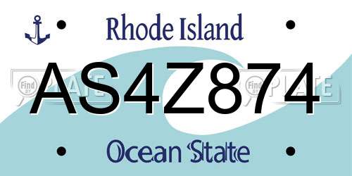 AS4Z874 Rhode Island License Plate