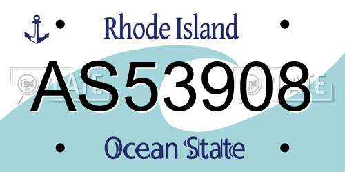 AS53908 Rhode Island License Plate