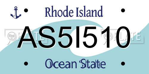 AS5I510 Rhode Island License Plate