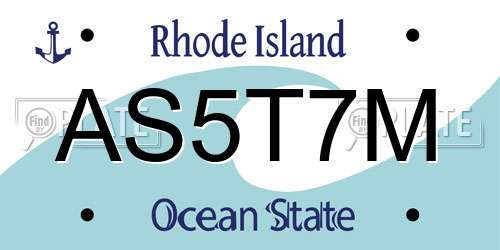 AS5T7M Rhode Island License Plate