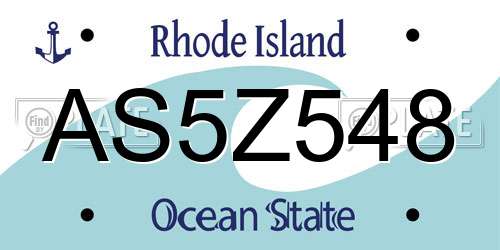 AS5Z548 Rhode Island License Plate