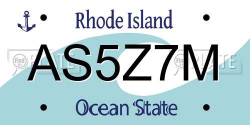 AS5Z7M Rhode Island License Plate